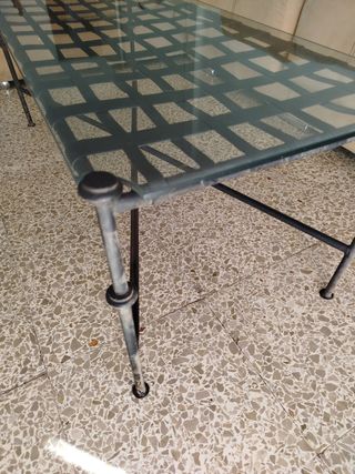 Mesa de centro cristal y metal