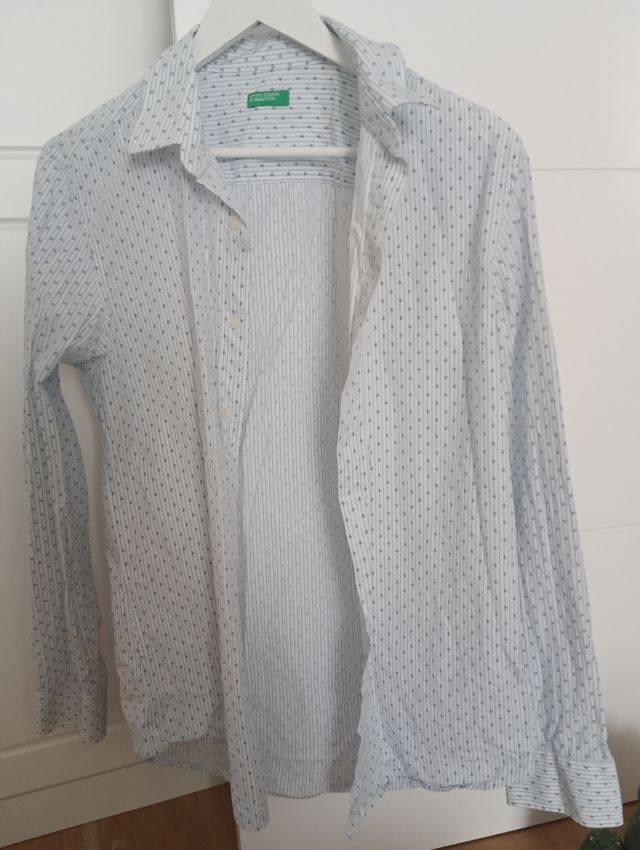 Camisa Benetton rayas y puntos azul/blanco