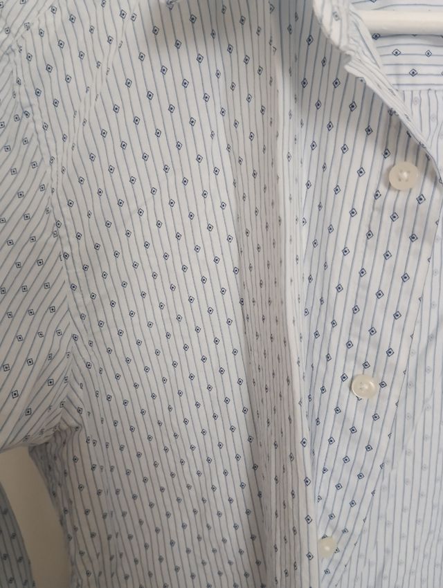 Camisa Benetton rayas y puntos azul/blanco