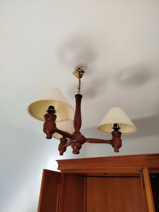 Lámpara de techo madera y tela