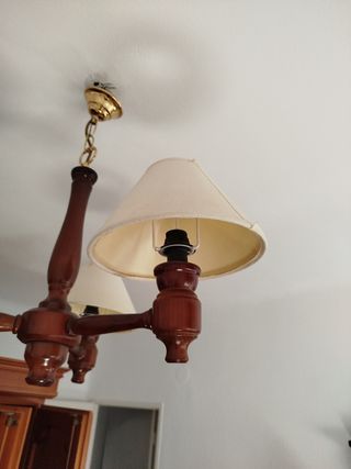 Lámpara de techo madera y tela