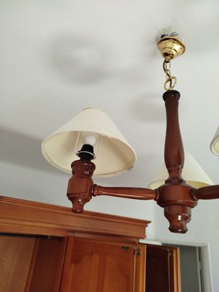 Lámpara de techo madera y tela