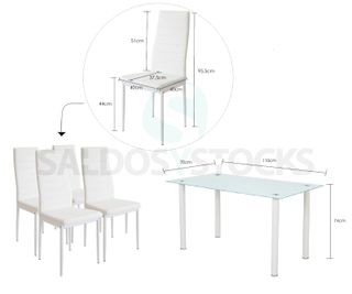 Mesa de cristal templado con 4 sillas