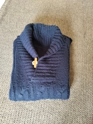 Pullover collo scialle blu