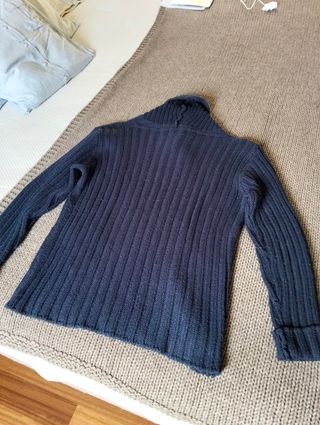 Pullover collo scialle blu