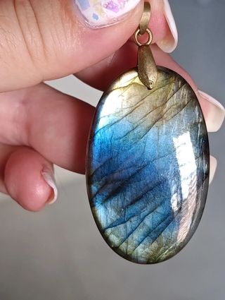Ciondolo Labradorite Blu e Oro