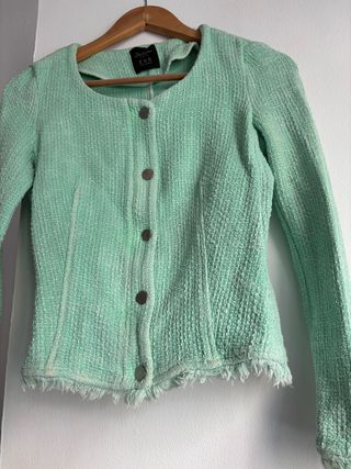Chaqueta Zara Tweed Verde Talla XS