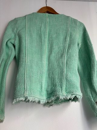 Chaqueta Zara Tweed Verde Talla XS