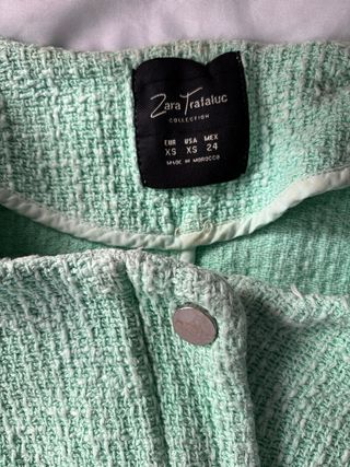 Chaqueta Zara Tweed Verde Talla XS