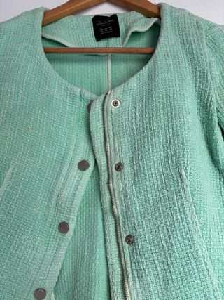 Chaqueta Zara Tweed Verde Talla XS