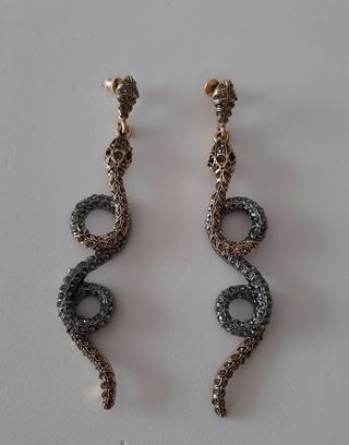 Pendientes serpiente bicolor strass largos