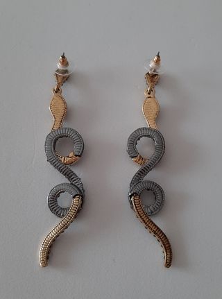 Pendientes serpiente bicolor strass largos