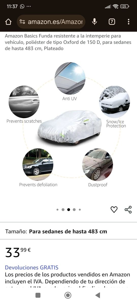 Funda exterior coche impermeable protección solar