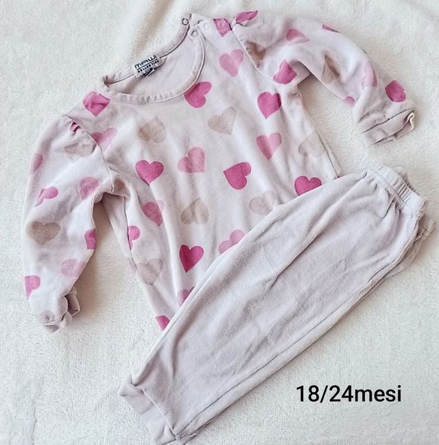 Pigiama ciniglia cuori rosa 24 mesi