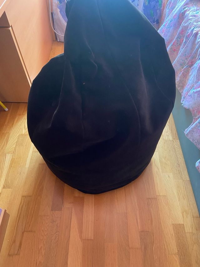 Puff de tela lavable negro