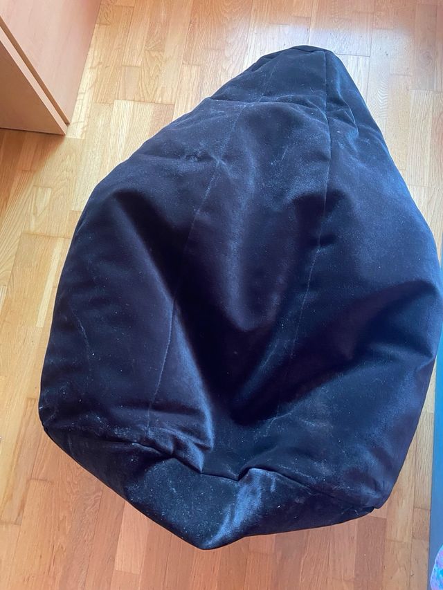 Puff de tela lavable negro