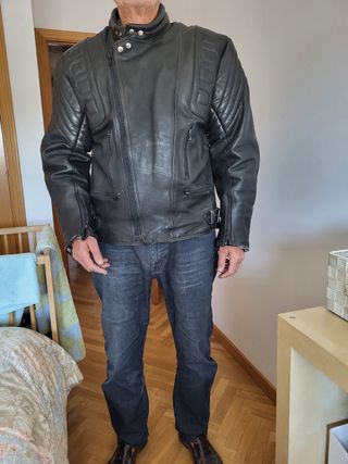 Chaqueta de cuero para moto talla grande