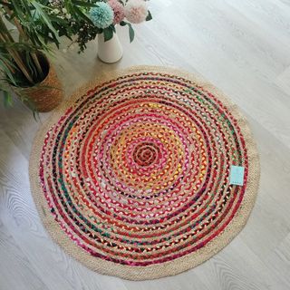 Alfombra Redonda Yute Natural Multicolor 