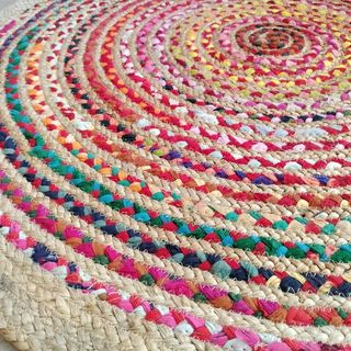 Alfombra Redonda Yute Natural Multicolor 