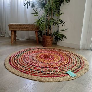 Alfombra Redonda Yute Natural Multicolor 