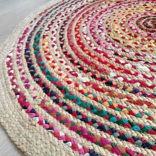 Alfombra Redonda Yute Natural Multicolor 