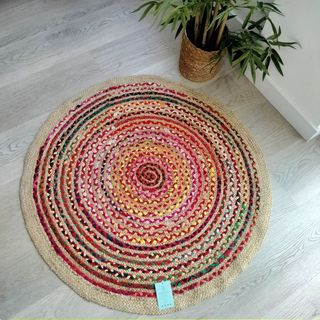 Alfombra Redonda Yute Natural Multicolor 