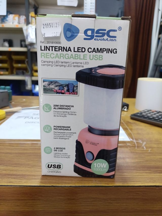 Linterna LED GSC Recargable USB Camping