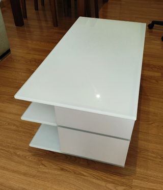 Mesa de centro de cristal y madera