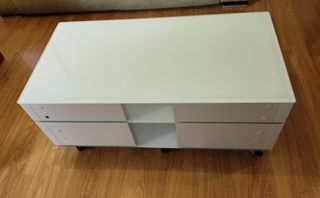 Mesa de centro de cristal y madera