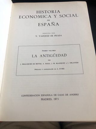 Història econòmica y social de España. Antiguedad