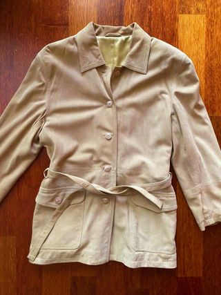 Chaquetón Ante Piel Serraje Beige Talla L