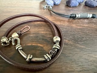 Conjunto Accesorios Hombre Cuero y Piedra