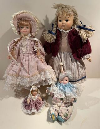 Lotto bambole vintage porcellana e ceramica