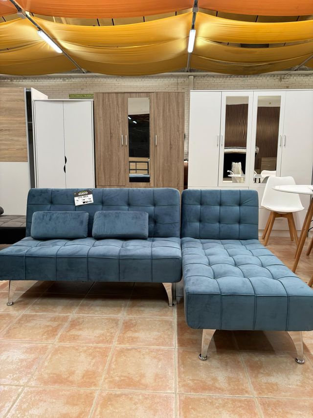 Oferta!! Sofá cama en L azul - envio Rápido