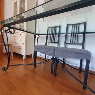 Mesa comedor hierro forjado y cristal
