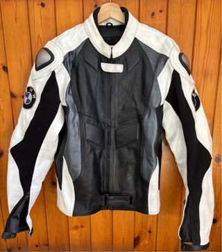 Chaqueta Moto BMW Cuero Negra/Blanca