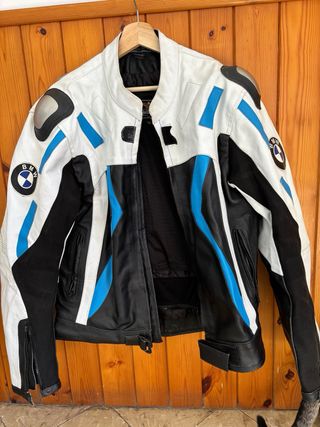 Chaqueta Moto BMW Cuero Negra/Blanca