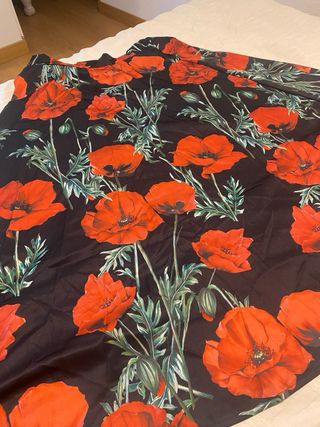 Falda Flamenca Amapolas Negra Roja