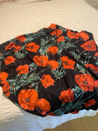 Falda Flamenca Amapolas Negra Roja