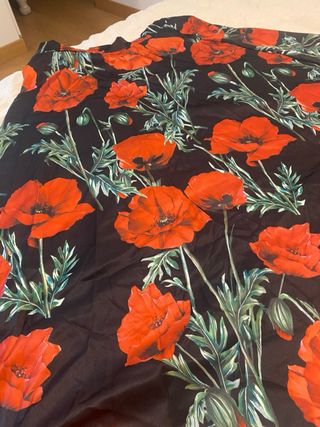Falda Flamenca Amapolas Negra Roja