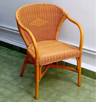 Mesa redonda ratán 90cm y 3 sillones