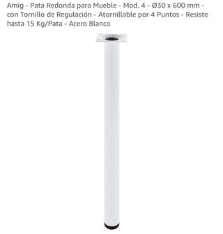 Pata Mueble Redonda Blanca 600mm