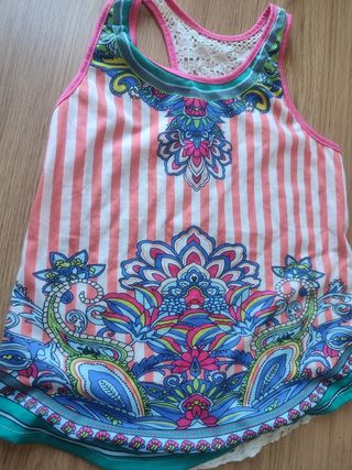 Top tirantes estampado rayas y paisley