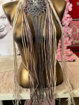 Collar macramé beige, gris y morado- solo envío