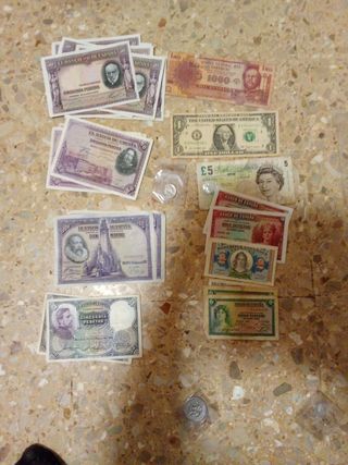 Lote Billetes y Monedas España y Extranjero