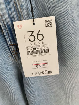 Pantalón vaquero Zara Talla S/36