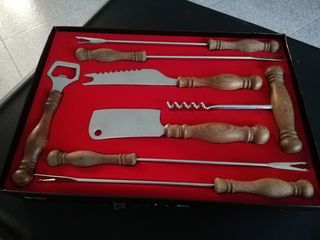 Juego 8 piezas cubertería madera