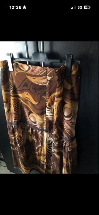 Falda Estampada Marrón y Dorado Talla grande