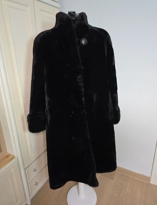 Abrigo Piel Mouton Mujer Negro