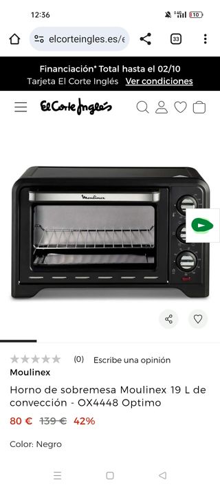 Horno sobremesa Moulinex 19L convección